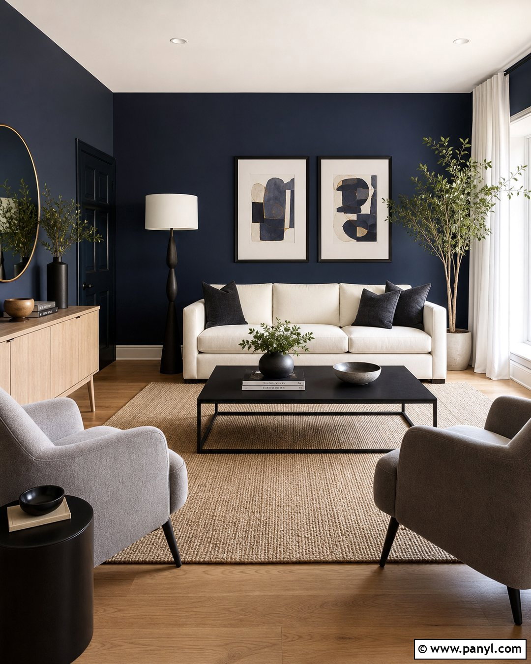 Navy Blue Accent Wall With Black Accents - 35 navy blue accent wall living room ideas