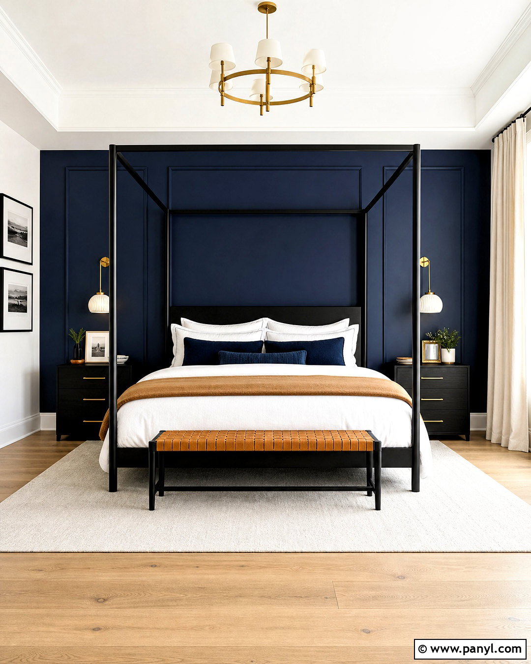 Navy Blue Accent Wall With Canopy Bed - 20 navy blue accent wall bedroom ideas