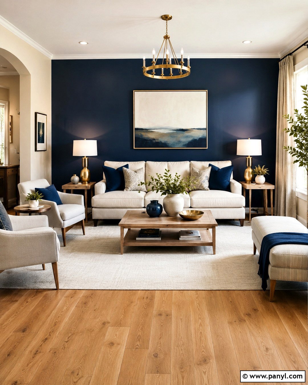 Navy Blue Accent Wall With Cream Side Walls - 20 Navy Blue And Cream Walls