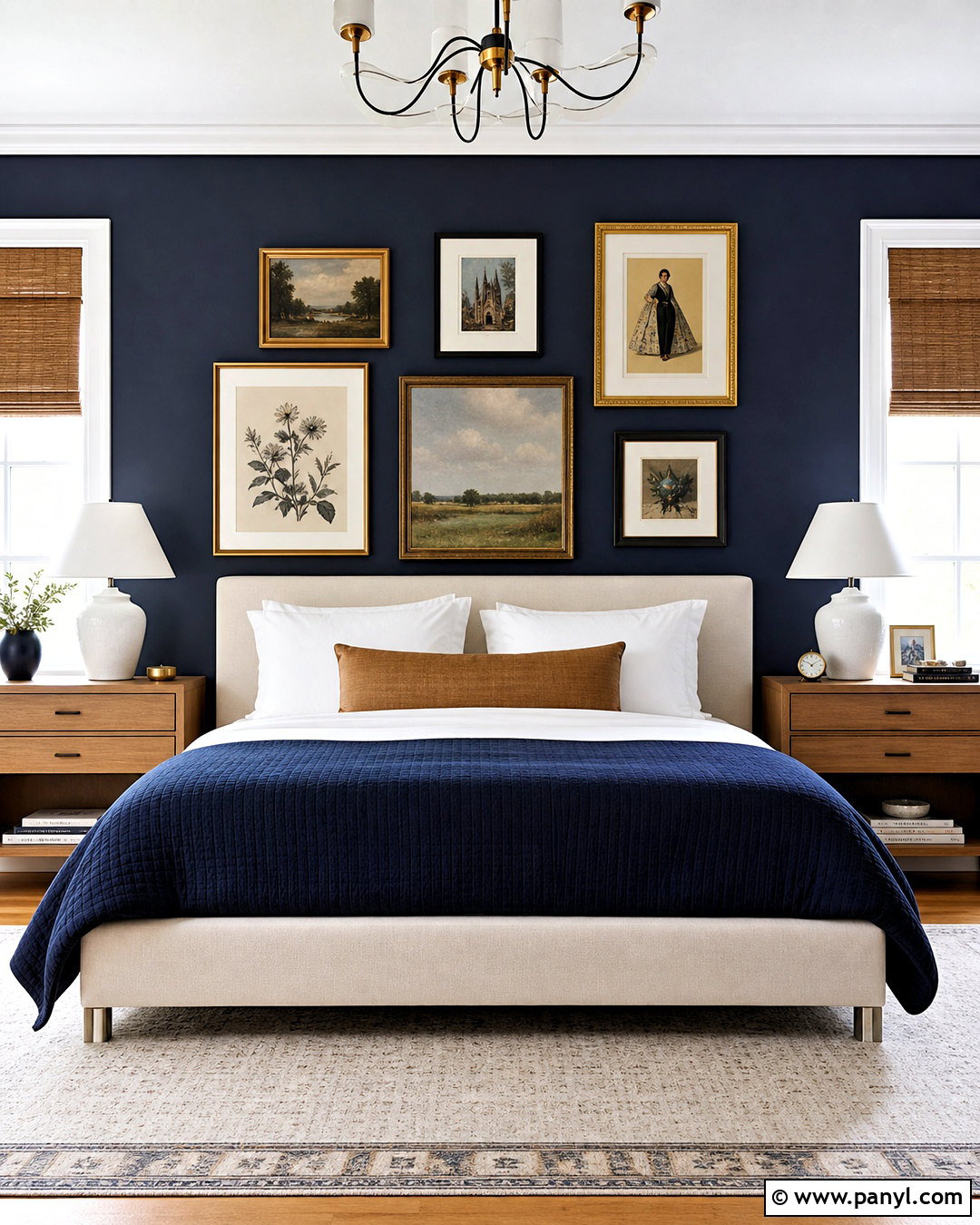Navy Blue Accent Wall With Gallery Wall - 20 navy blue accent wall bedroom ideas