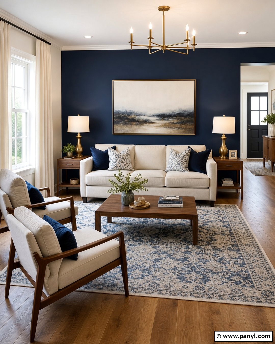 Navy Blue Accent Wall - 20 Accent Wall Colors That Go With Beige Ideas