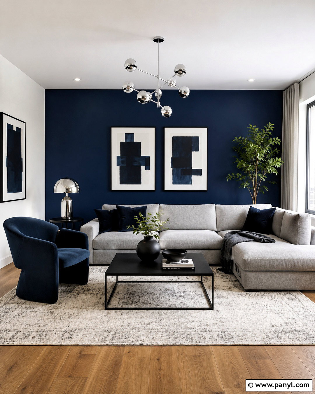 Navy Blue And Black Modern Living Room - 20 navy blue interior ideas