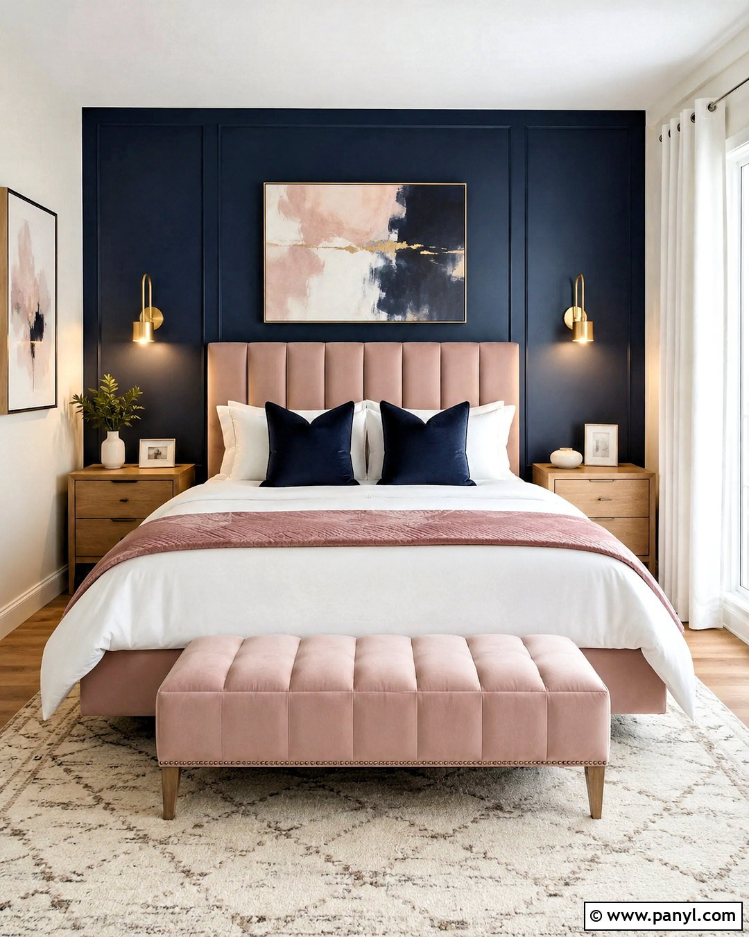 Navy Blue And Blush Bedroom - 20 blue wall room ideas bedrooms