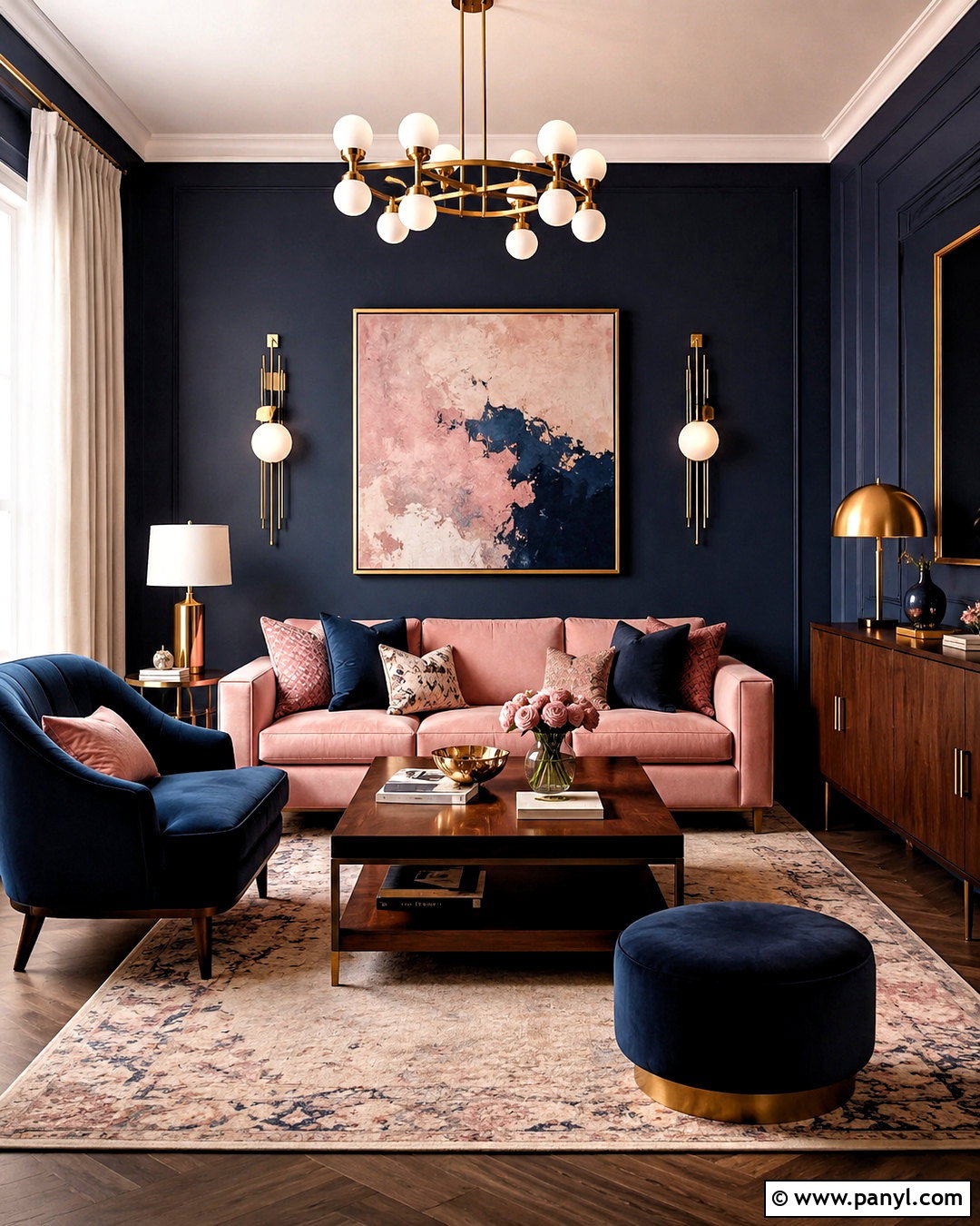 Navy Blue And Blush Pink Living Room - 20 navy blue living room color scheme ideas