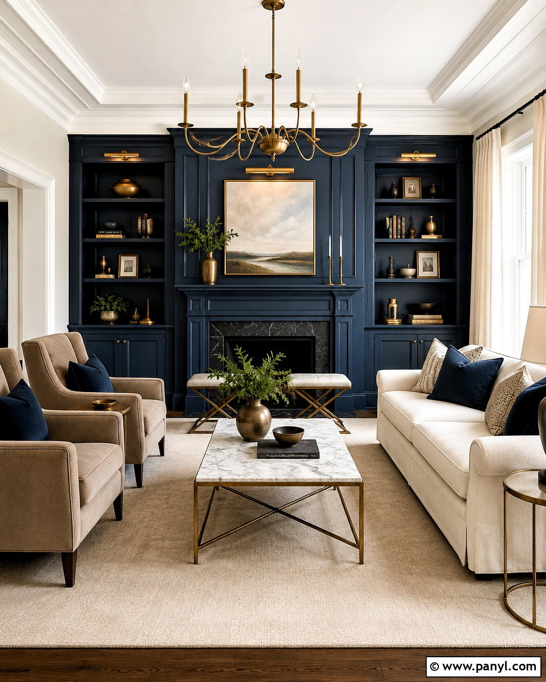 Navy Blue And Brass Living Room - 20 navy blue living room color scheme ideas