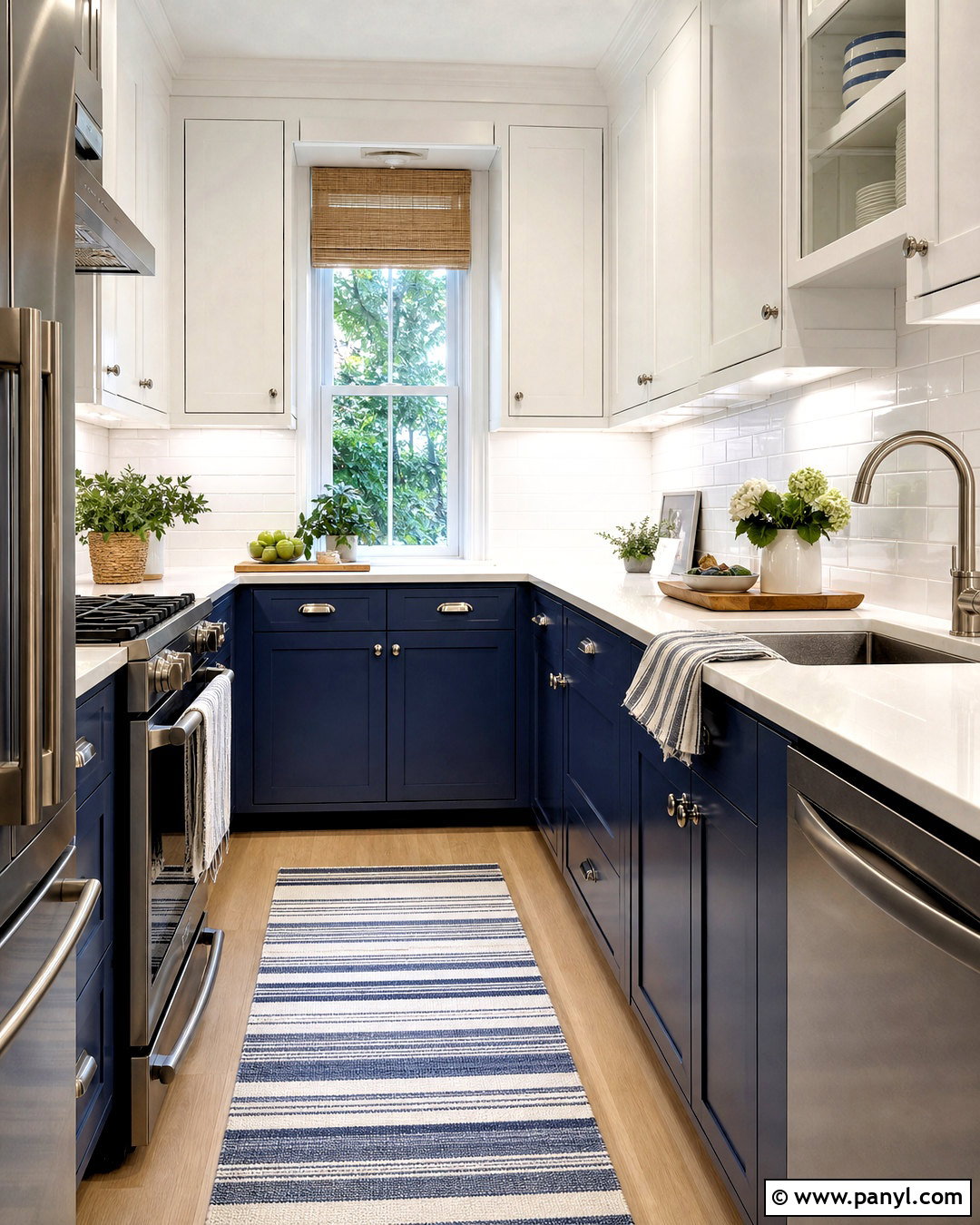 Navy Blue And Bright White Small Kitchen - 20 small kitchen colors schemes