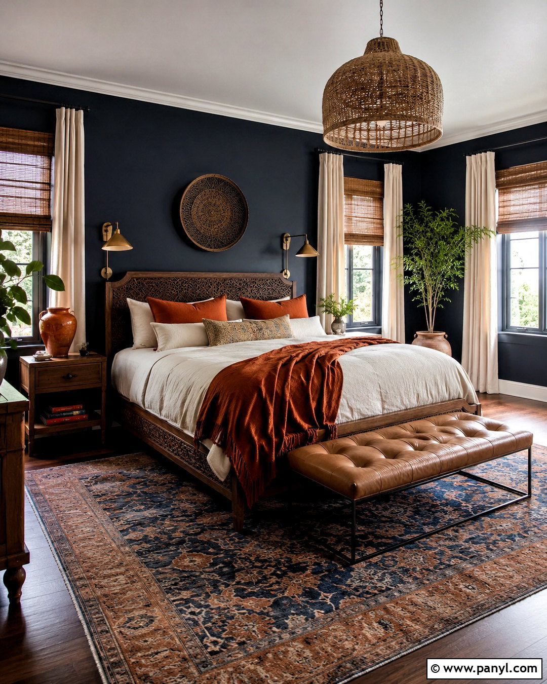 Navy Blue And Burnt Orange Boho Bedroom - 20 boho bedroom color palettes