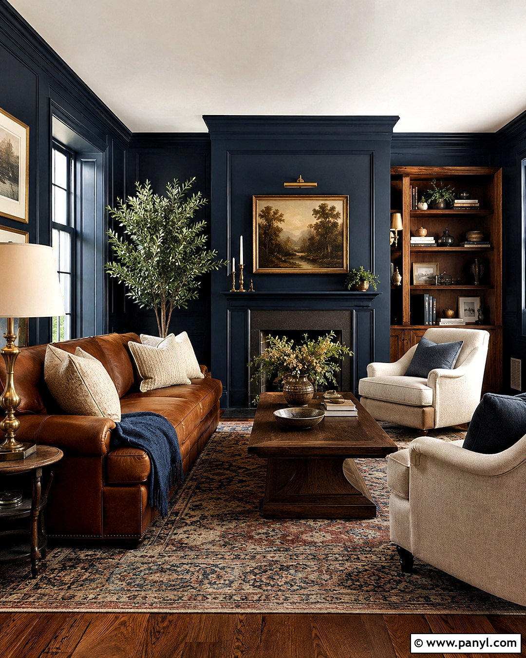 Navy Blue And Cognac Brown Living Room - 20 navy blue living room color scheme ideas