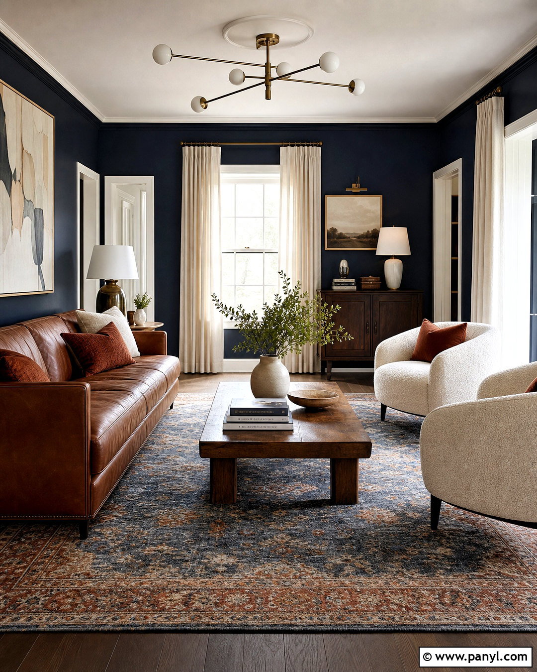 Navy Blue And Cognac Living Room - 20 room color design ideas