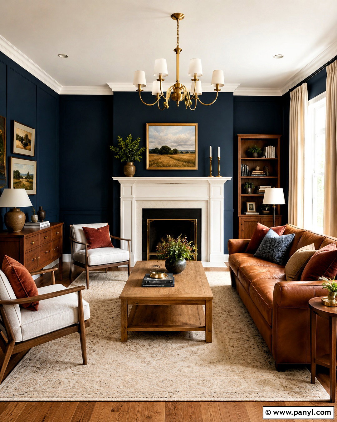 Navy Blue And Cognac Living Room - 20 living room color combination ideas