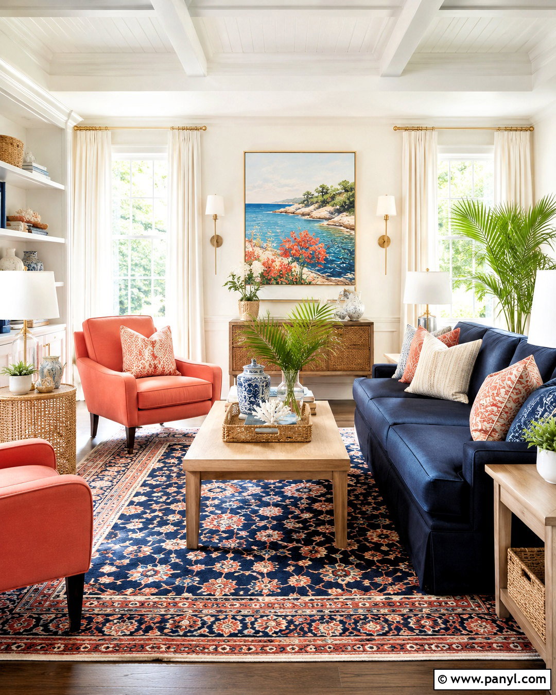 Navy Blue And Coral Living Room - 20 navy blue living room color scheme ideas