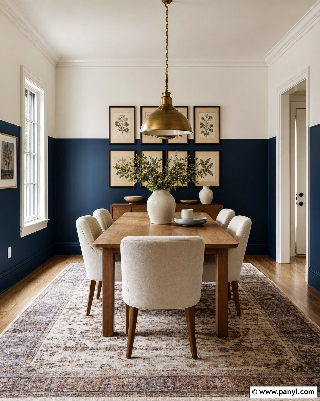 Navy Blue And Cream Half Painted Walls - 35 half and half painted walls