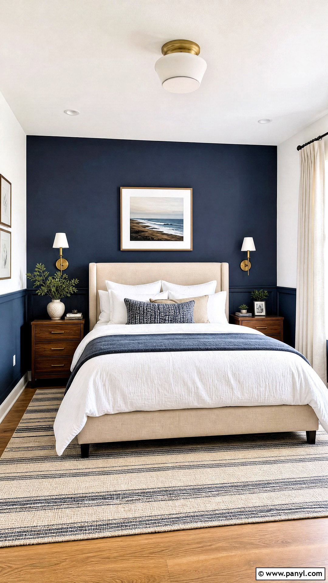Navy Blue And Crisp White Bedroom Walls - 20 2 color wall paint ideas