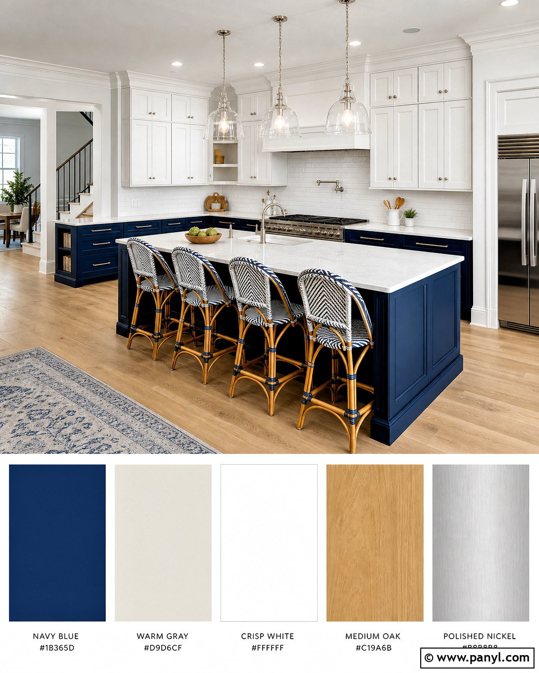 Navy Blue And Crisp White Kitchen Palette - 20 kitchen colour palettes