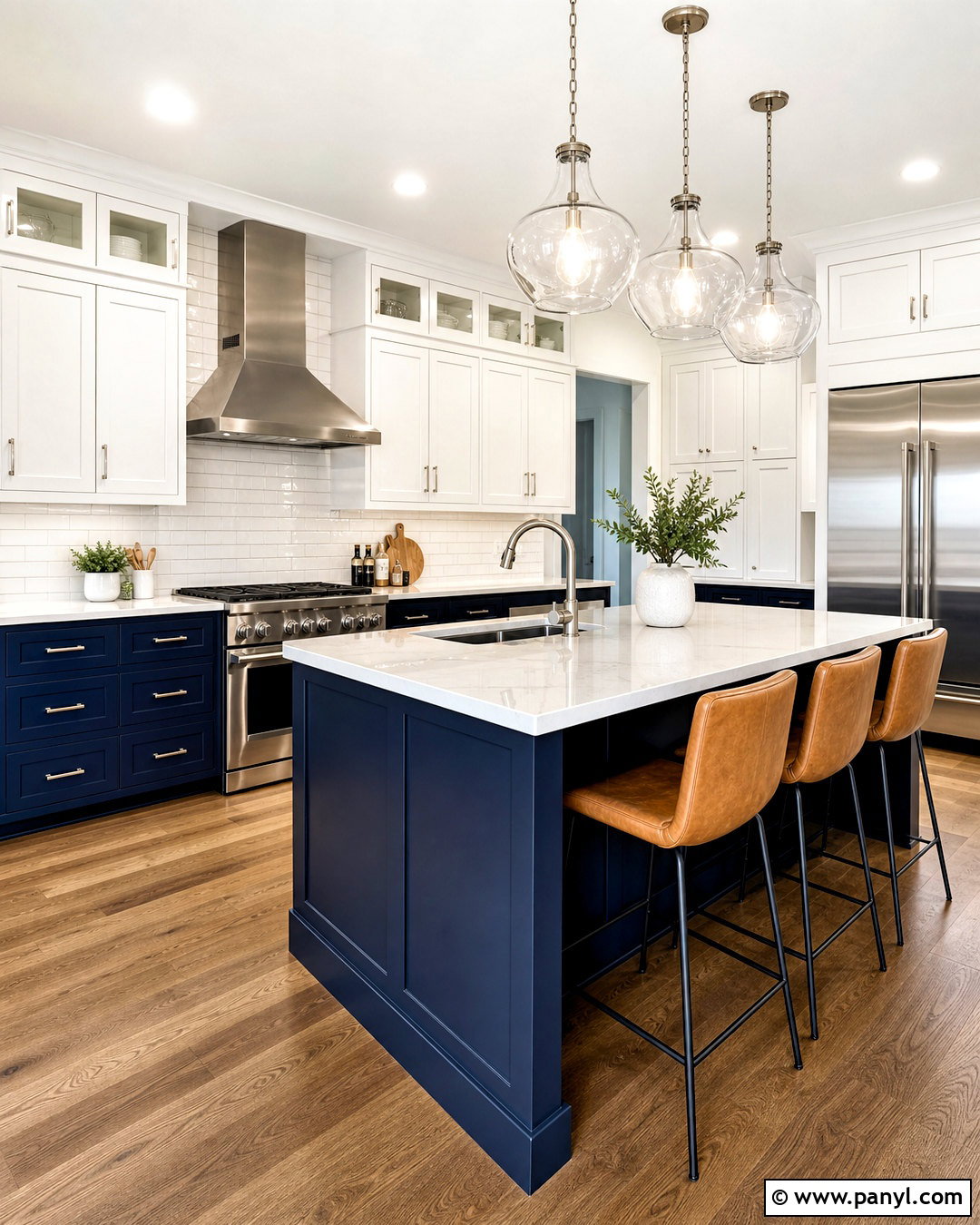 Navy Blue And Crisp White Kitchen Palette - 20 kitchen color palette ideas