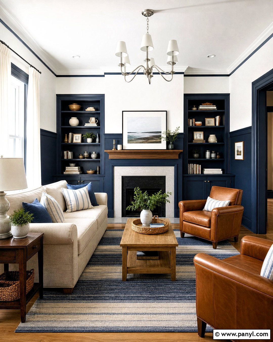 Navy Blue And Crisp White Living Room Walls - 20 2 tone living room walls paint colors