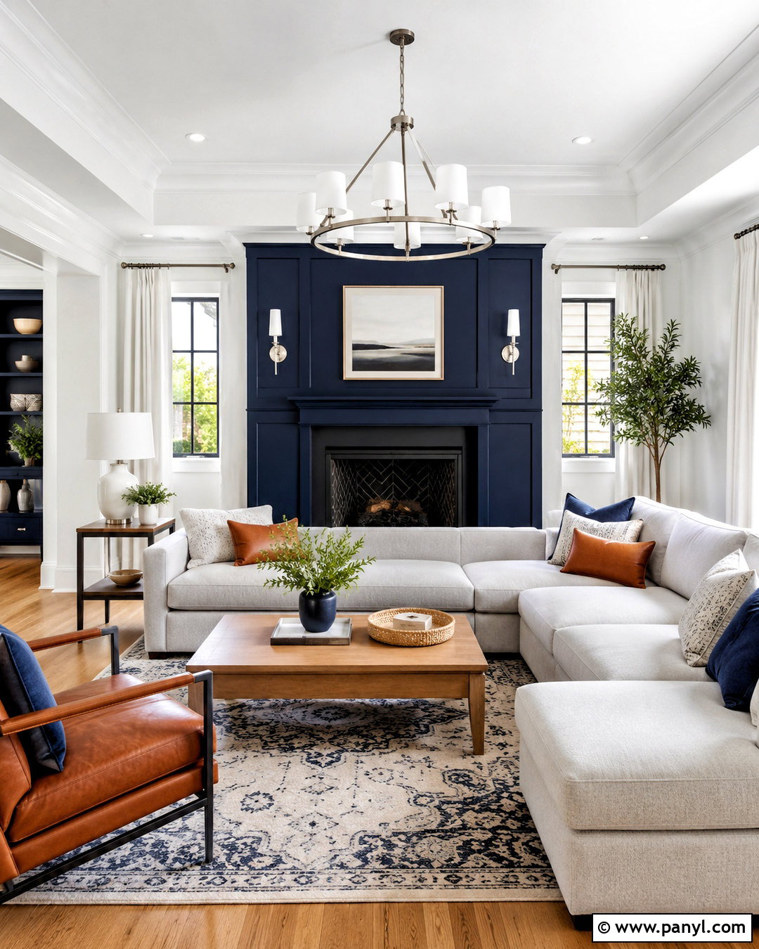 Navy Blue And Crisp White Living Room - 35 wall color combinations living rooms