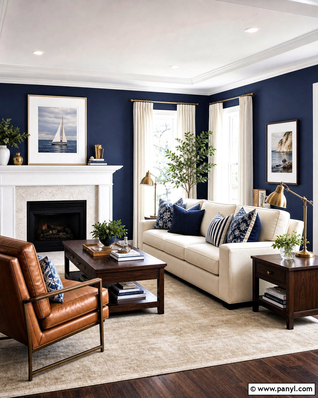 Navy Blue And Crisp White Room Colour Combination - 20 room colour combination ideas