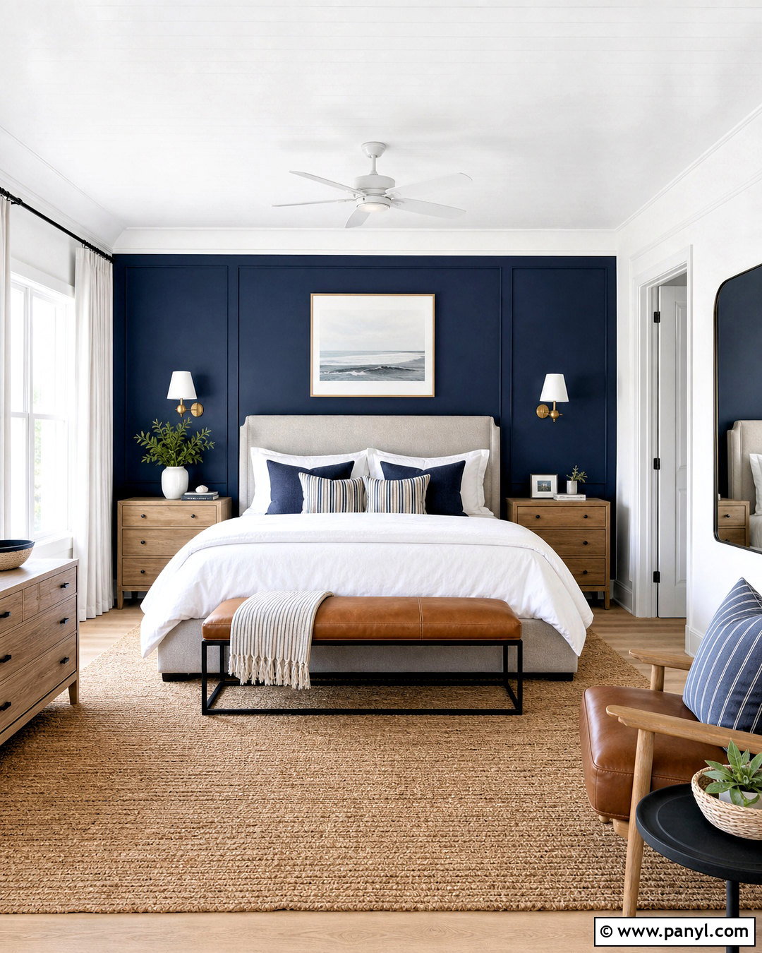 Navy Blue And Crisp White Room - 20 room color combination ideas