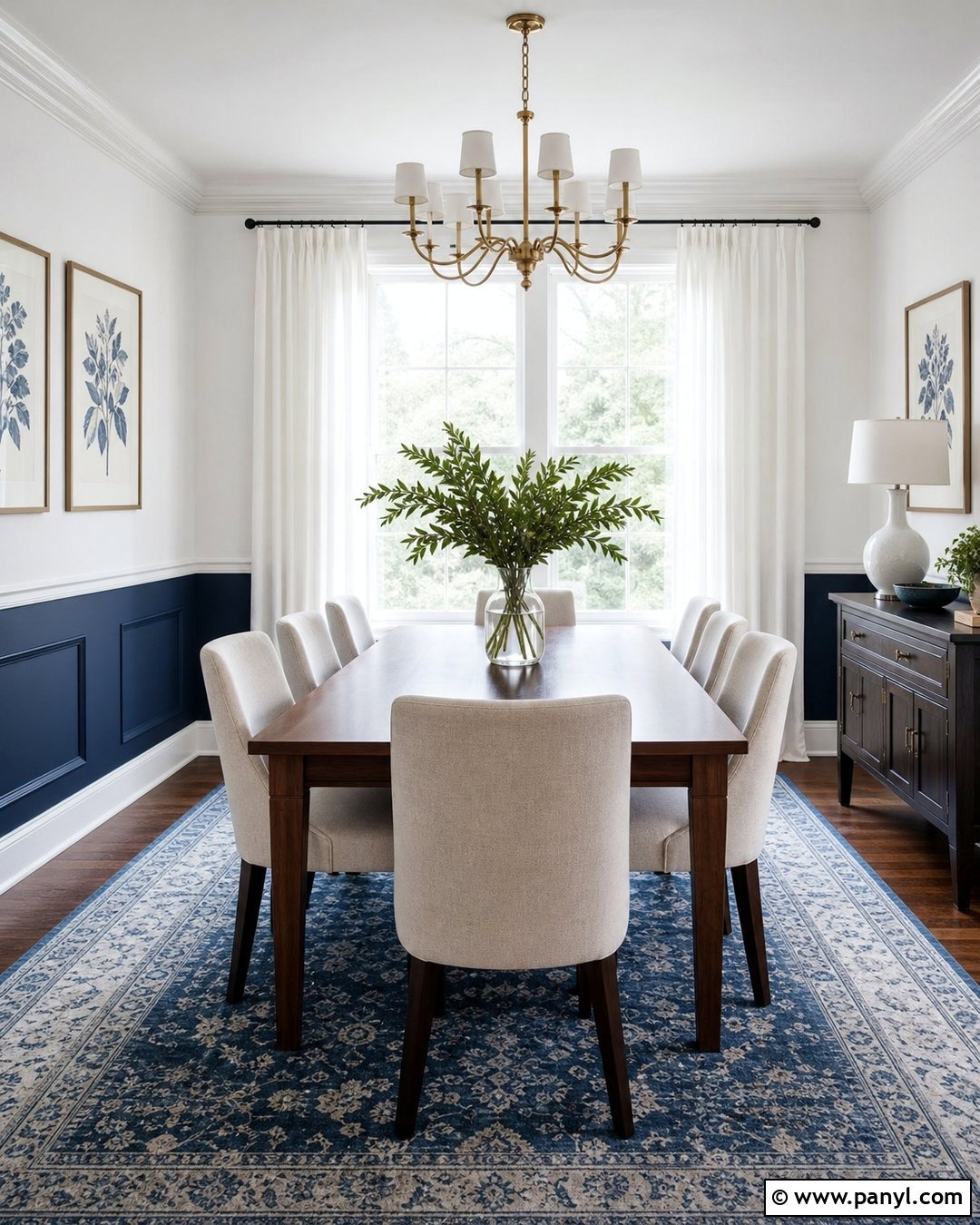 Navy Blue And Crisp White Two Tone Wall - 35 2 Tone Wall Paint Ideas