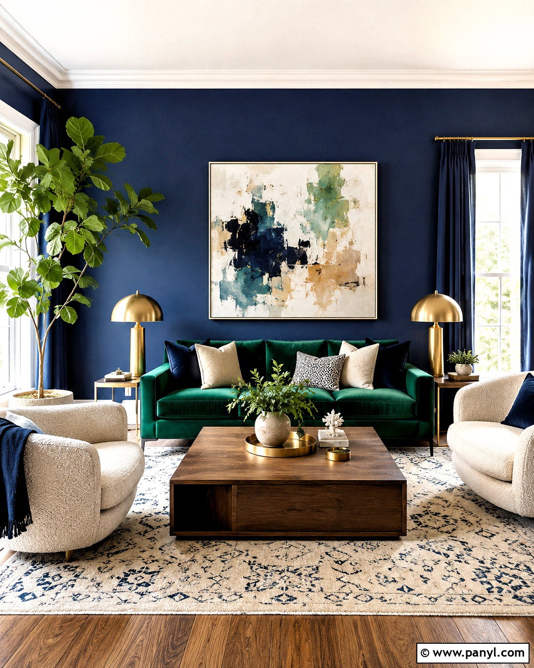 Navy Blue And Emerald Green Living Room - 20 blue and green interior design ideas