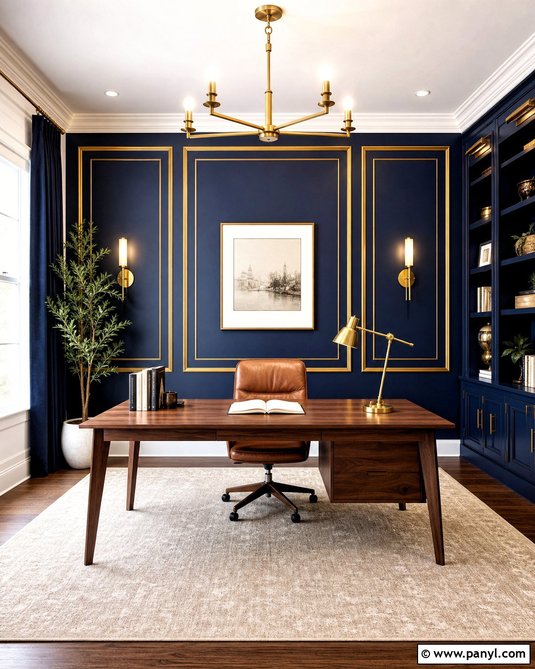 Navy Blue And Gold Accent Wall - 20 gold accent wall ideas