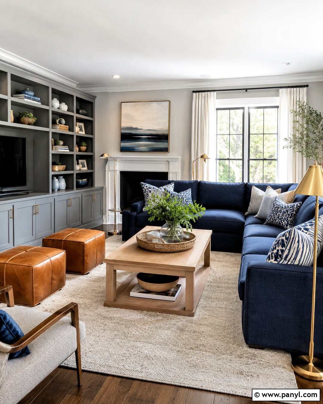 Navy Blue And Gray Family Room - 20 colors that compliment gray ideas