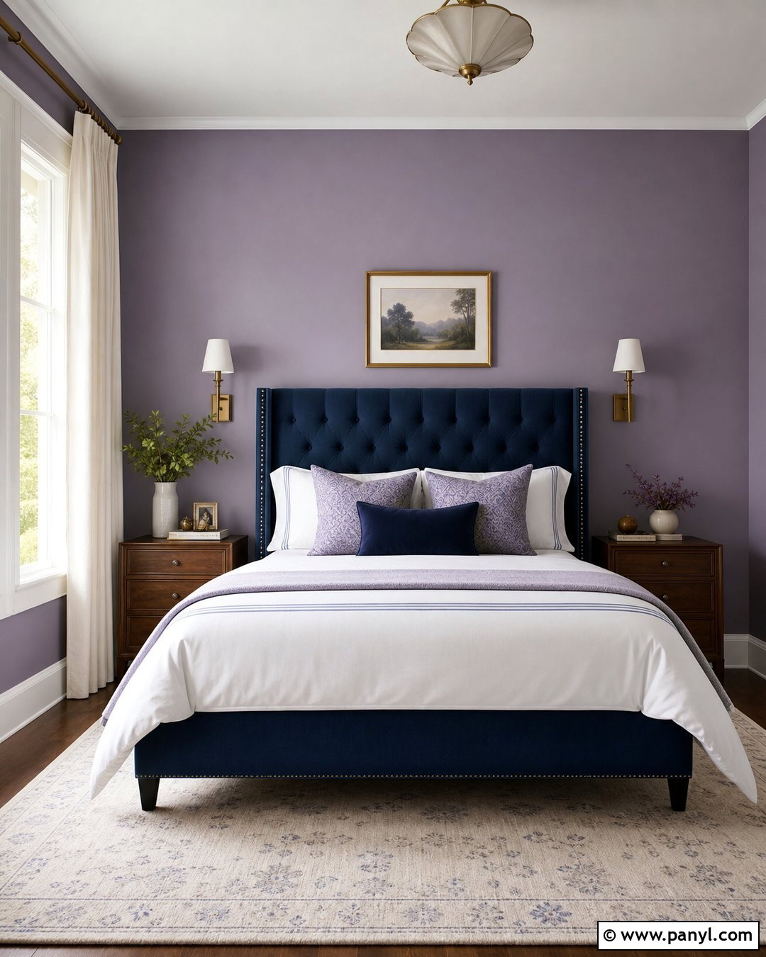 Navy Blue And Lavender Accent Wall - 30 Lavender Accent Wall Ideas