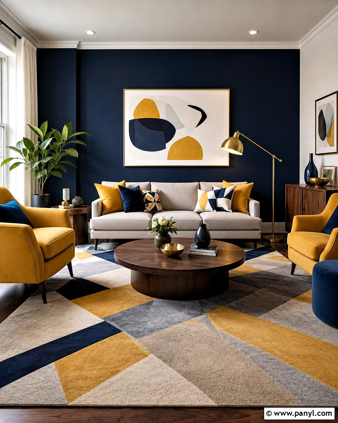 Navy Blue And Mustard Drawing Room - 20 drawing room colour combinations