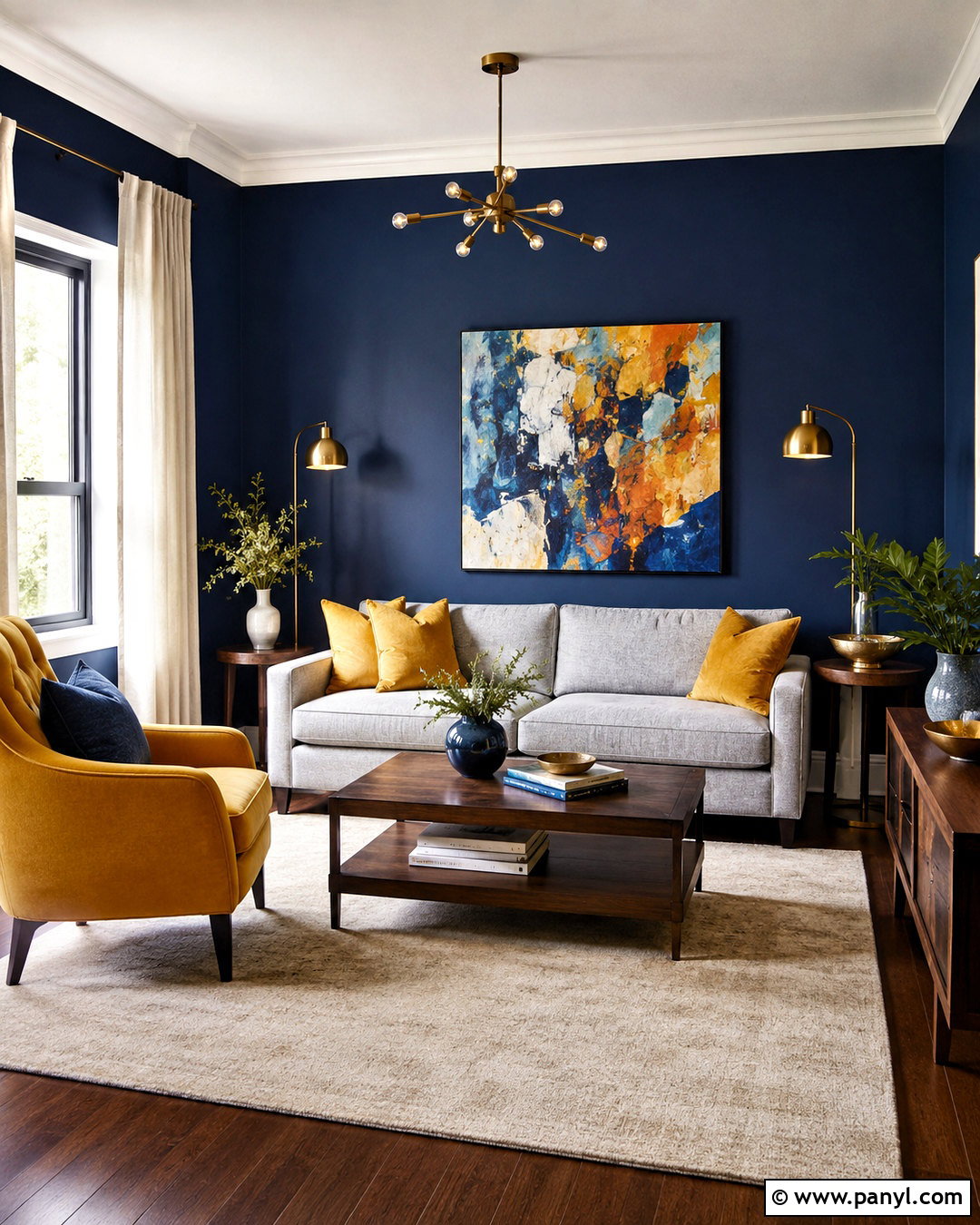 Navy Blue And Mustard Yellow Living Room - 20 navy blue living room color scheme ideas