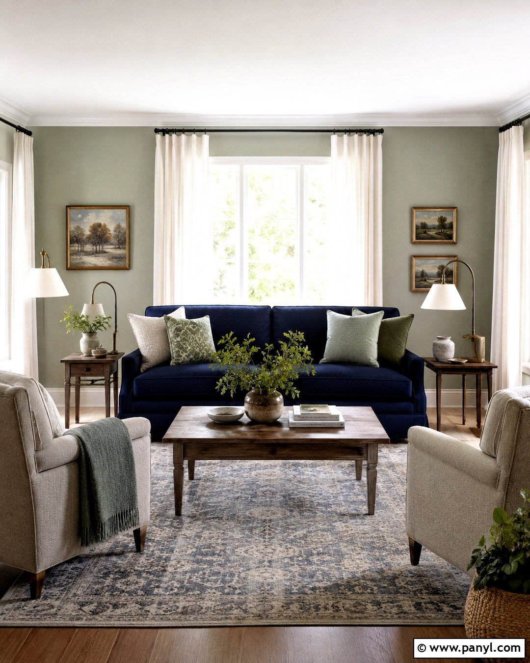 Navy Blue And Sage Green Living Room - 20 blue and green living room color scheme ideas