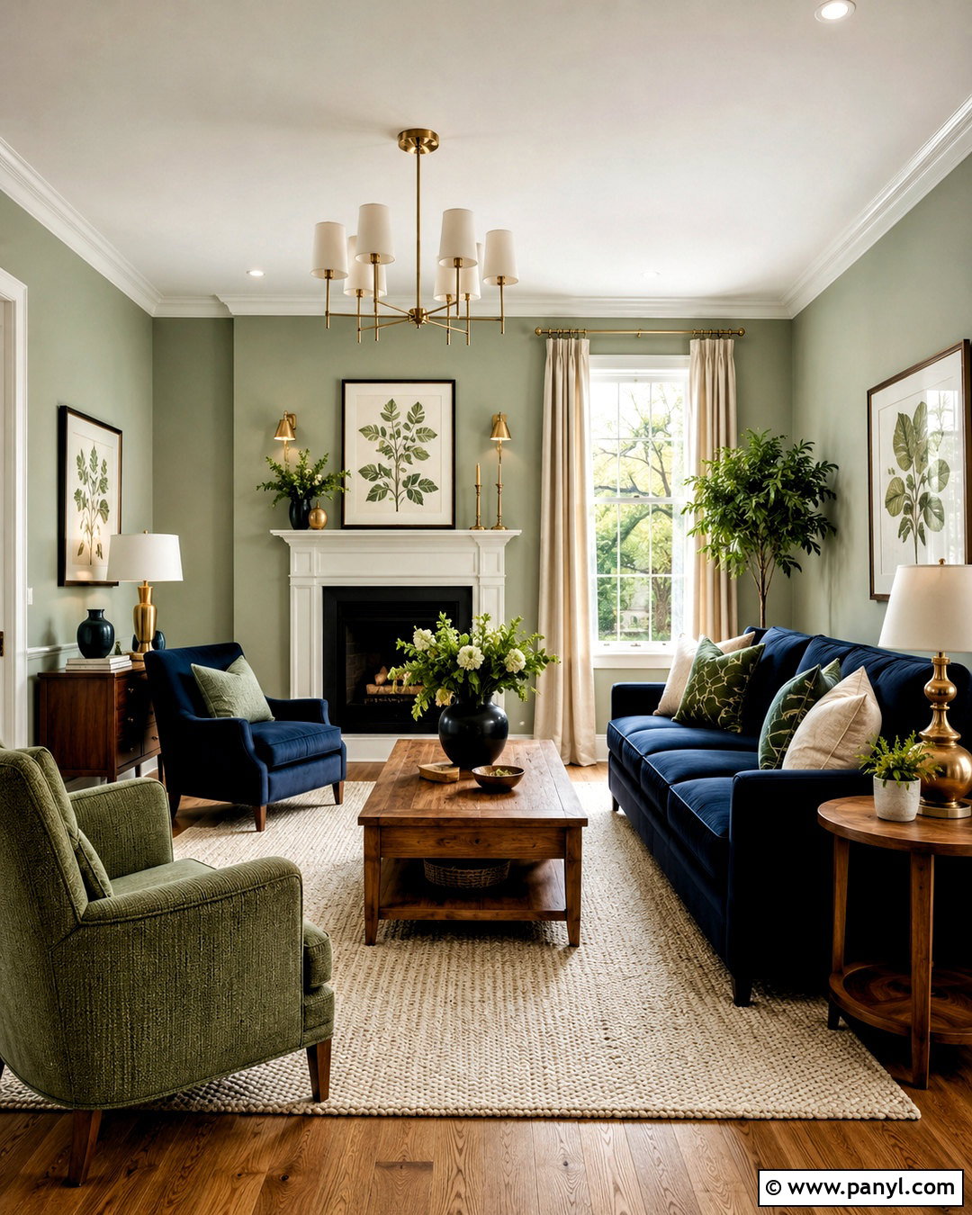 Navy Blue And Sage Green Living Room - 20 blue and green color scheme ideas