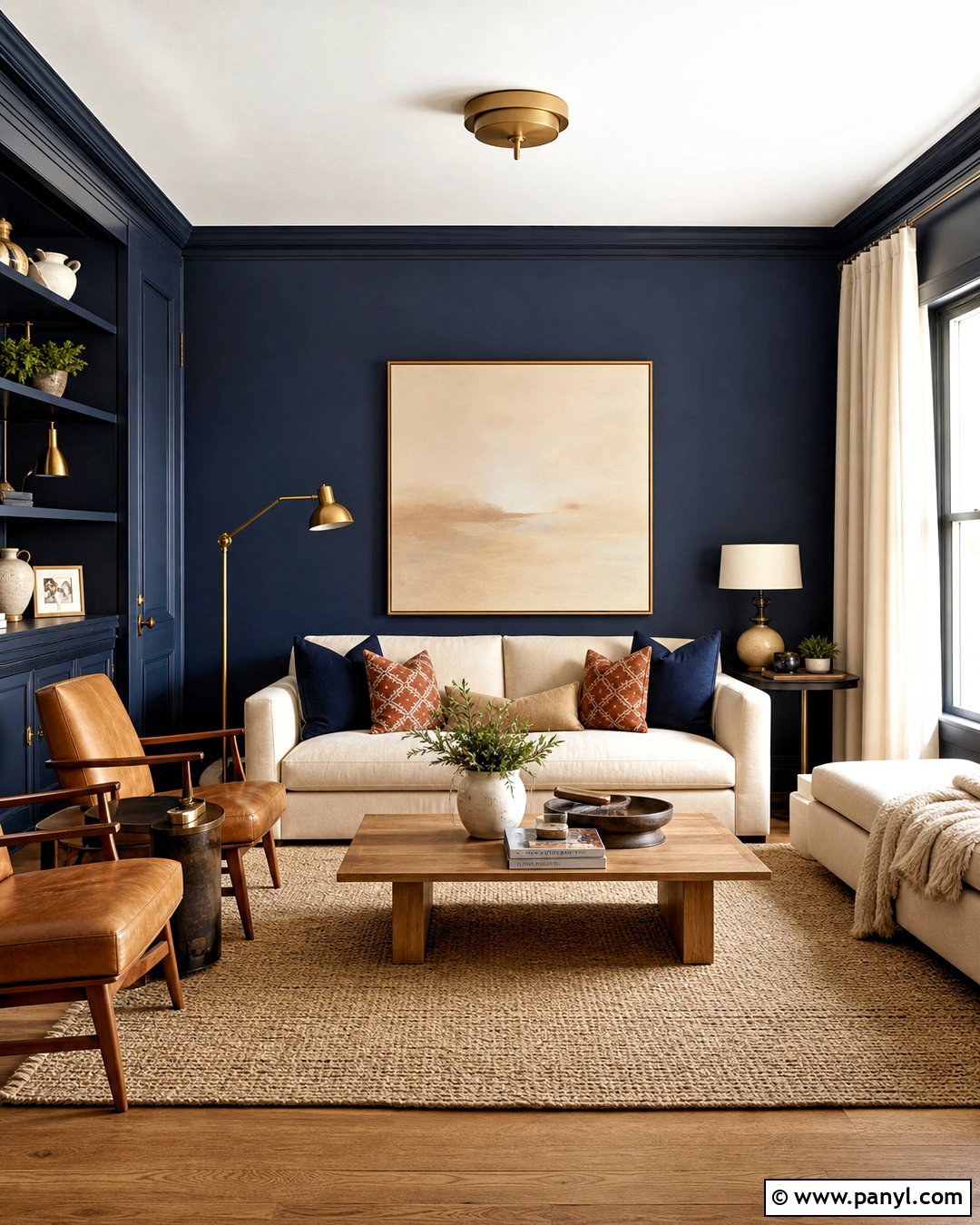 Navy Blue And Soft Beige Room - 20 aesthetic room colour ideas