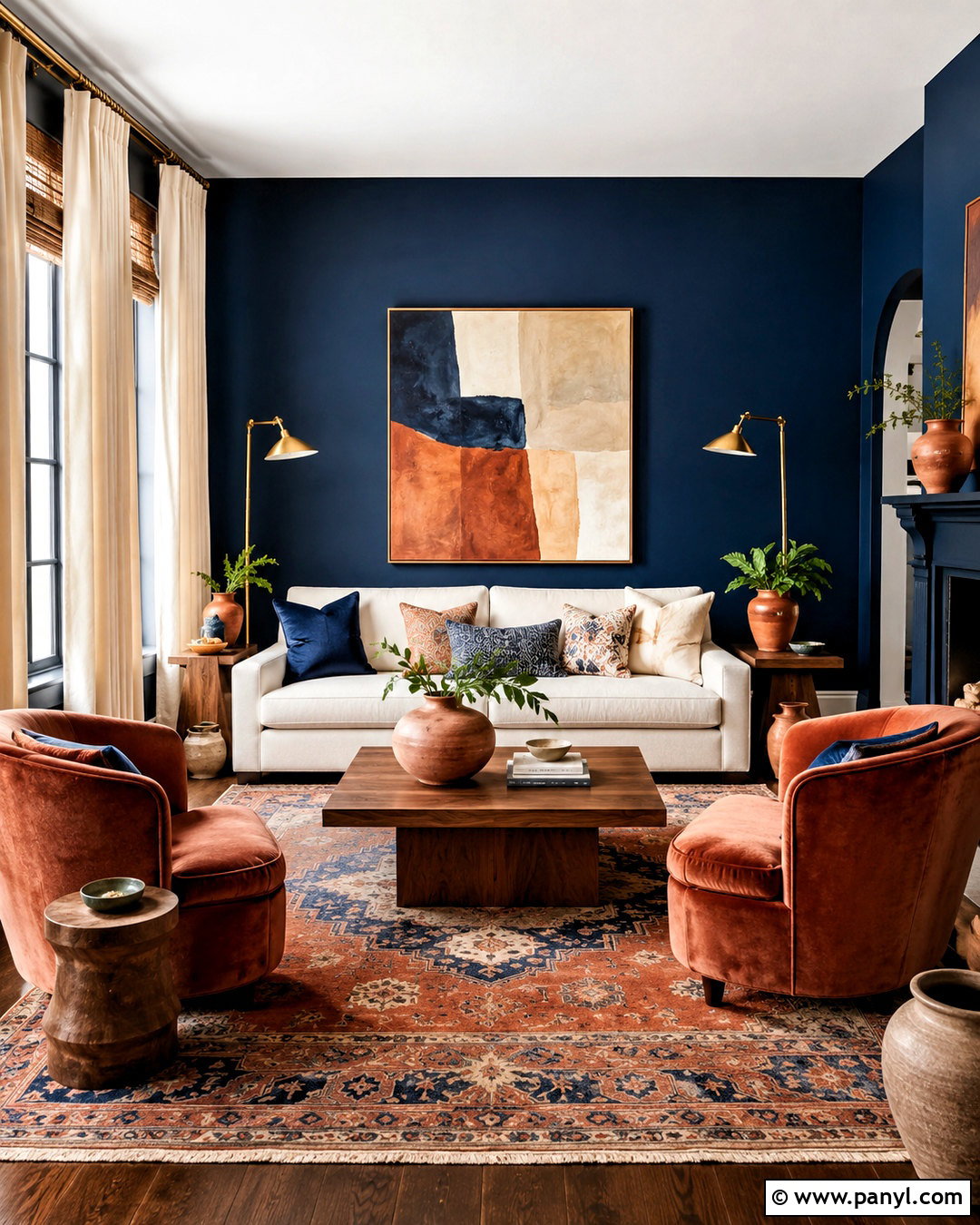 Navy Blue And Terracotta Living Room - 20 navy blue interior ideas