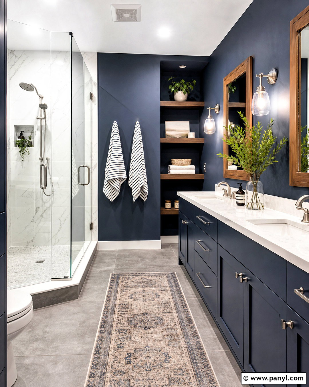 Navy Blue And Walnut Bathroom - 20 bathroom color palette ideas