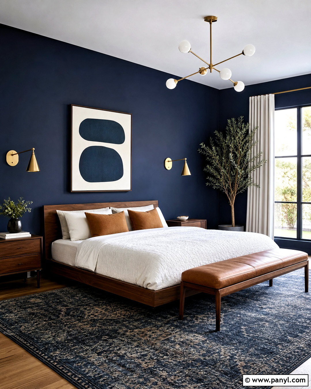Navy Blue And Walnut Bedroom - 20 aesthetic room color ideas bedroom ideas