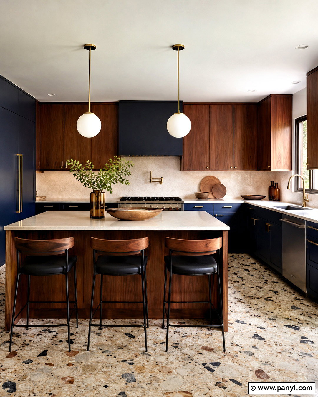 Navy Blue And Walnut Kitchen - 20 moody blue kitchen ideas