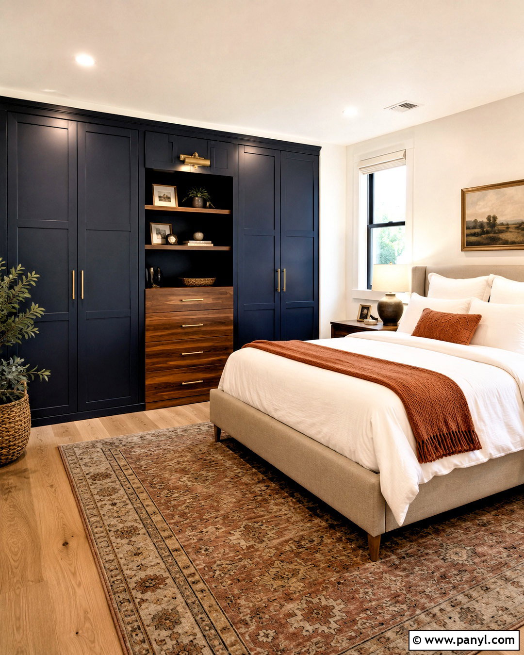 Navy Blue And Walnut Wardrobe - 20 colour coordinated wardrobe ideas