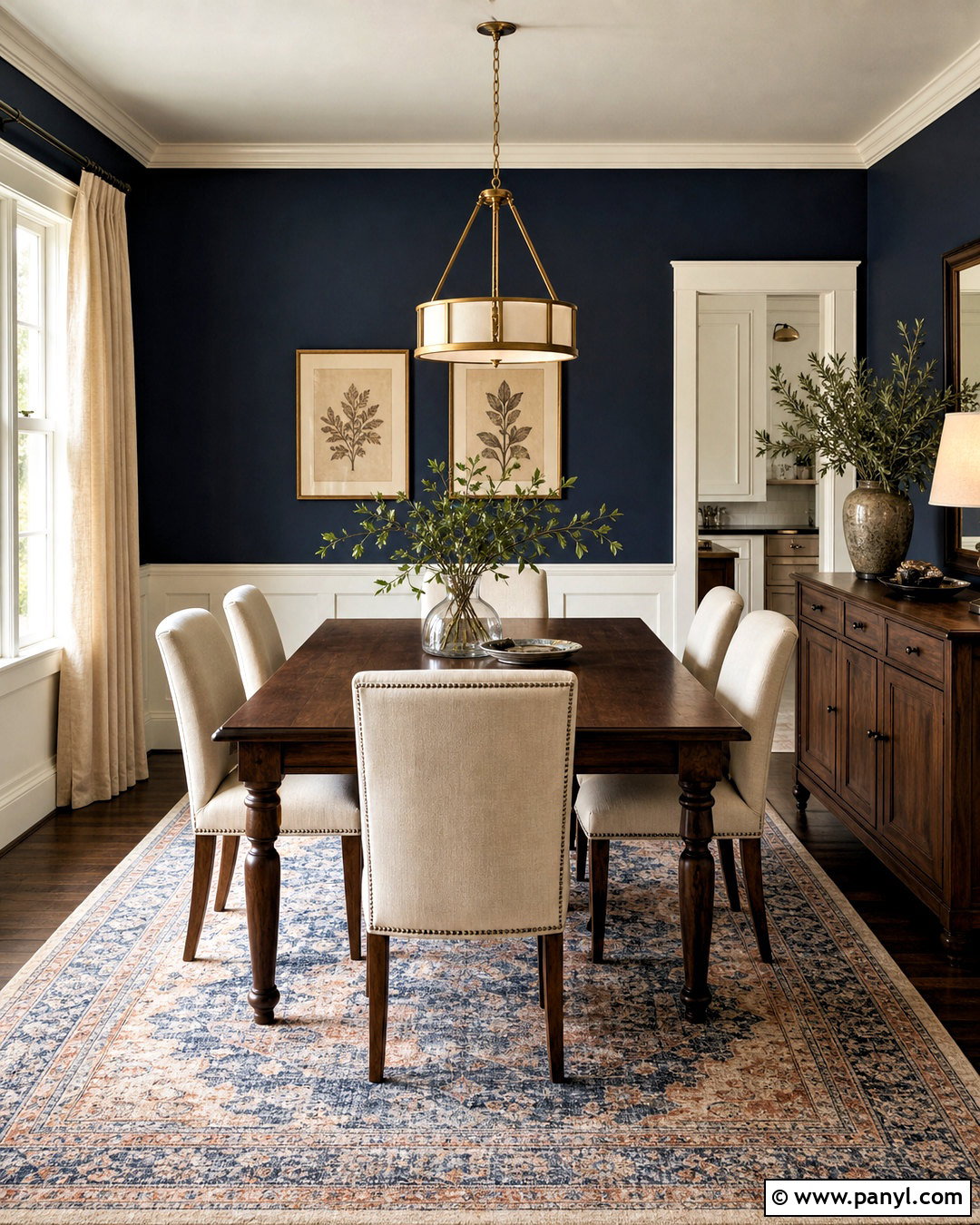 Navy Blue And Warm White Dining Room Color Scheme - 20 home colour design ideas