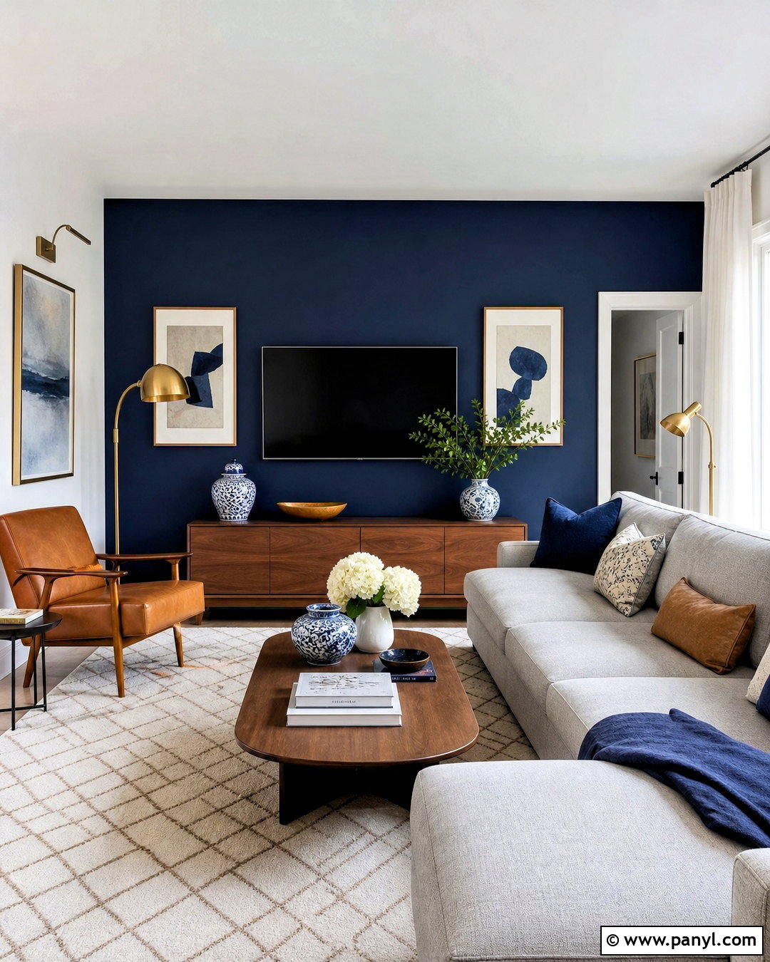 Navy Blue And Warm White Living Room Walls - 20 wall colour combinations living rooms