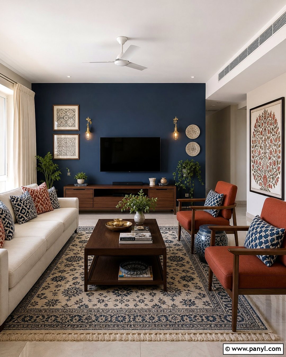 Navy Blue And Warm White Living Room Walls - 30 Colour For Living Room Wall Indian Ideas