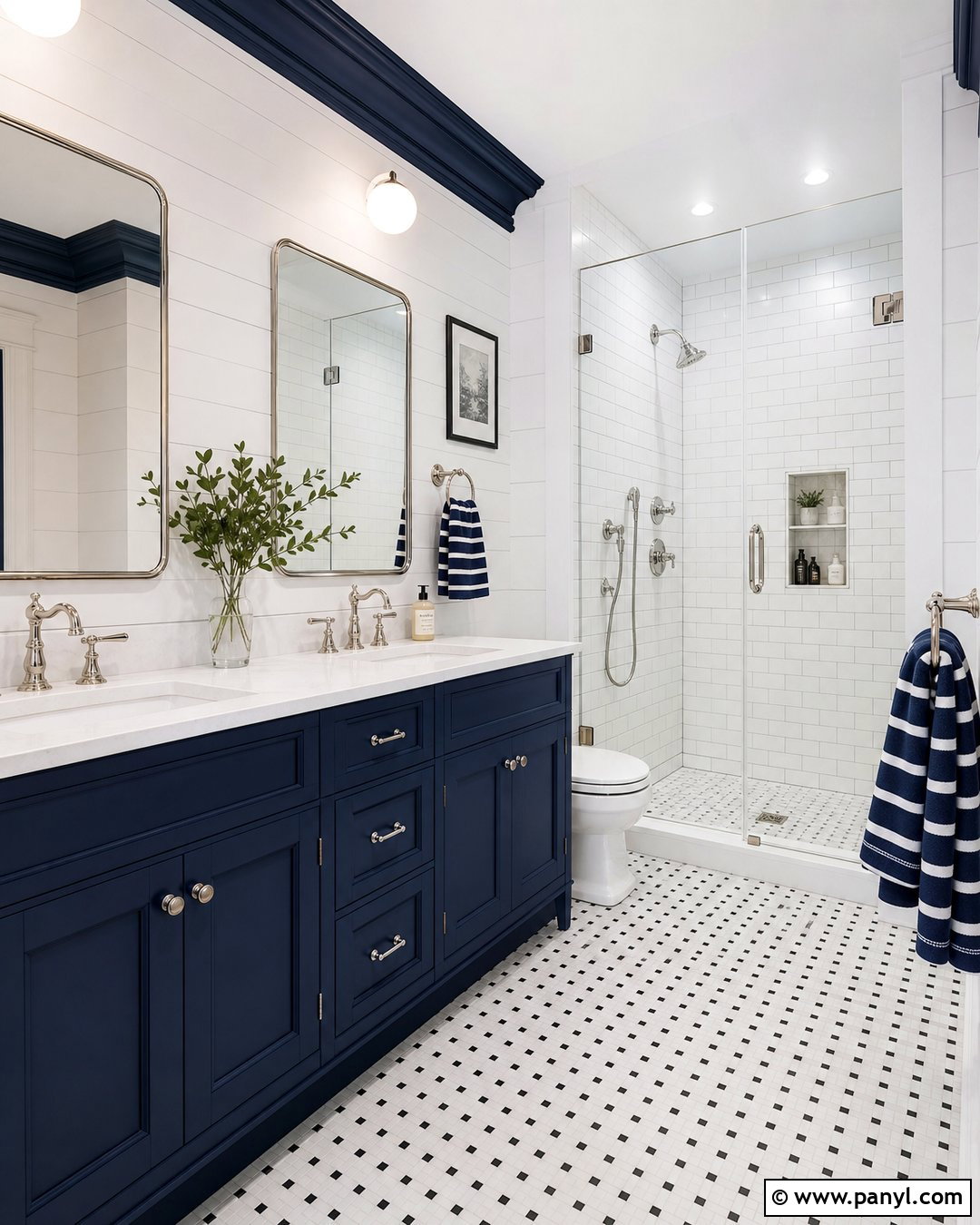 Navy Blue And White Bathroom - 20 Aesthetic Bathroom Color Schemes