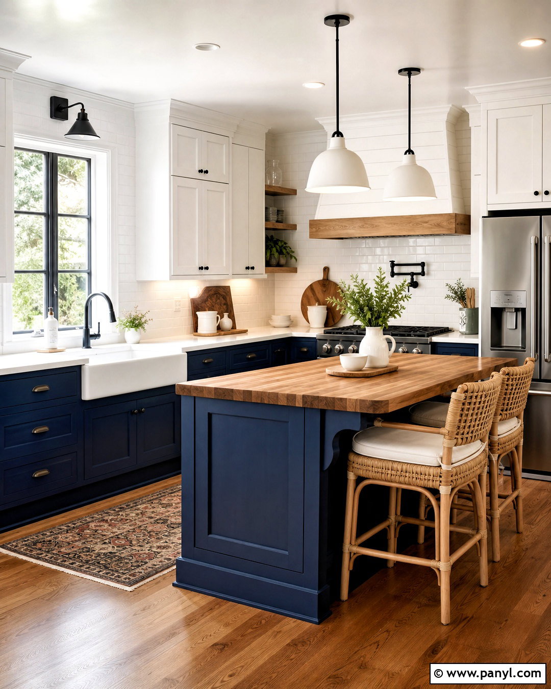 Navy Blue And White Farmhouse Kitchen - 20 navy blue and white kitchen ideas