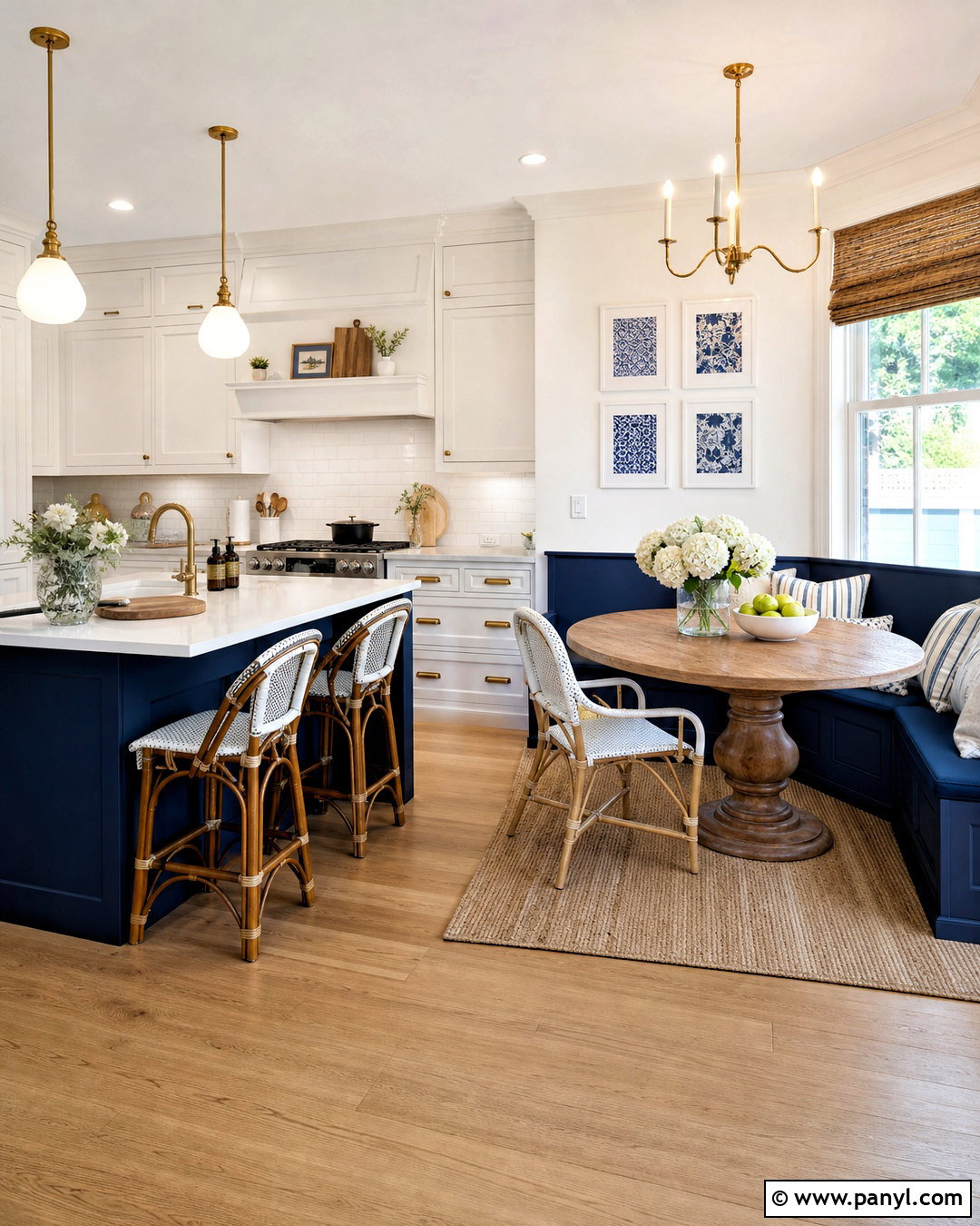Navy Blue And White Kitchen With Breakfast Nook - 20 navy blue and white kitchen ideas