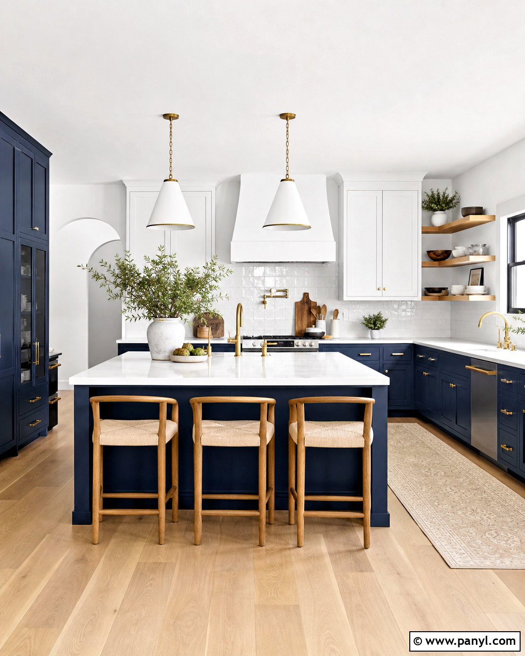 Navy Blue And White Kitchen With Light Oak Flooring - 20 navy blue and white kitchen ideas