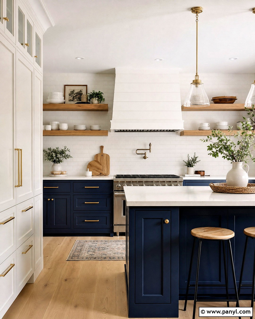 Navy Blue And White Kitchen With Open Shelves - 20 navy blue and white kitchen ideas