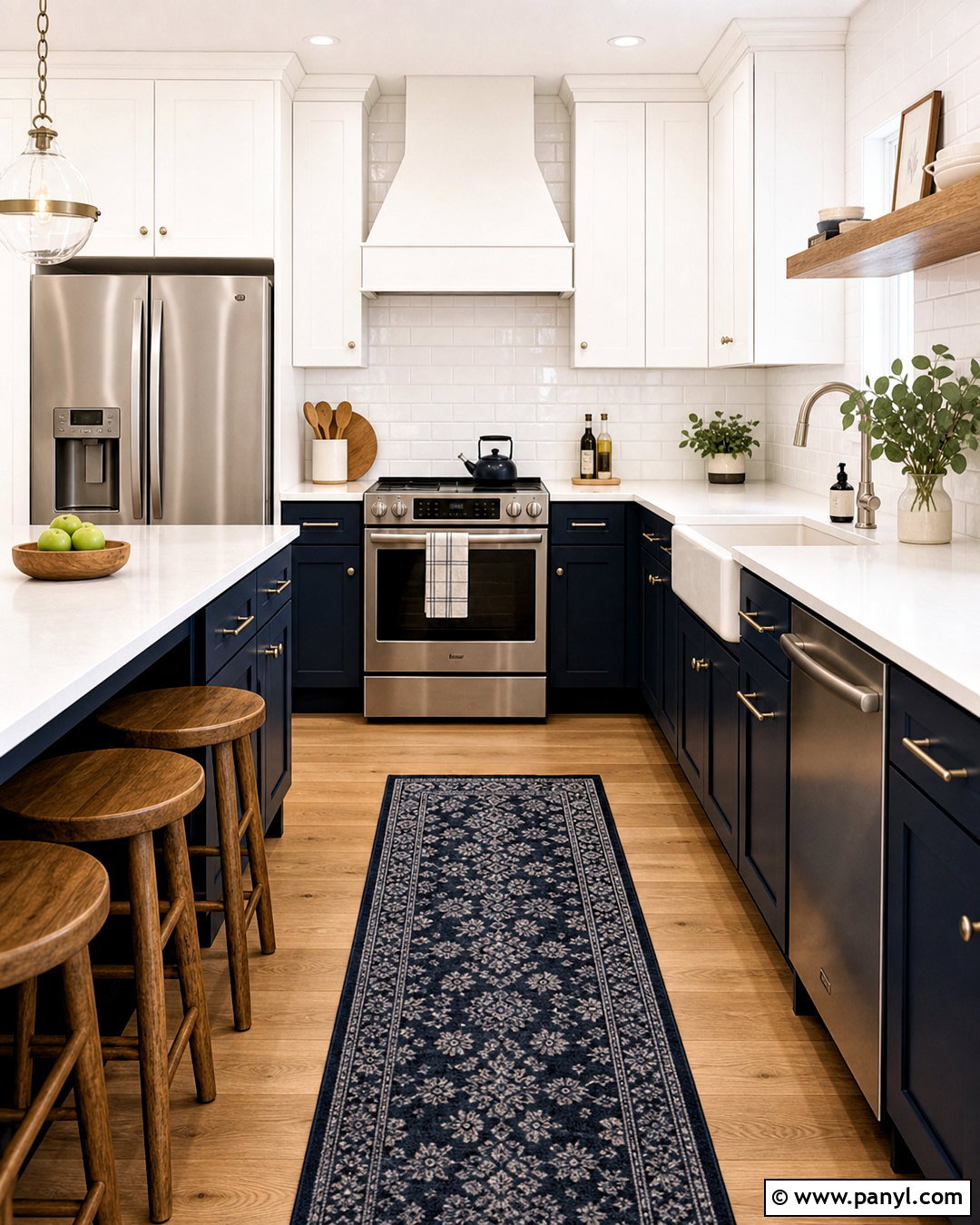 Navy Blue And White Kitchen With Subway Tile - 20 navy blue and white kitchen ideas