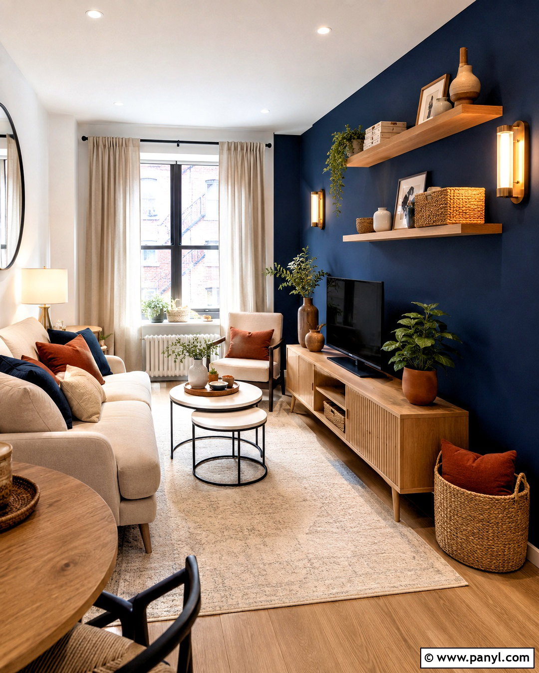 Navy Blue Apartment Walls With Compact Furniture - 40 navy blue walls