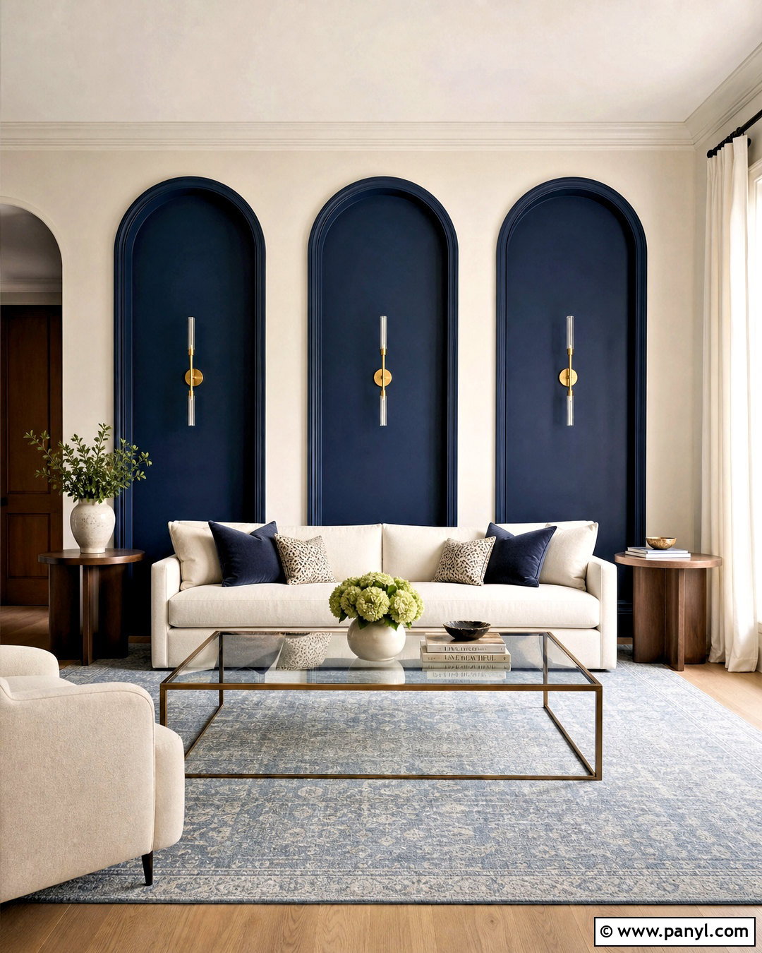 Navy Blue Arch Paint Wall - 20 royal paint wall design ideas
