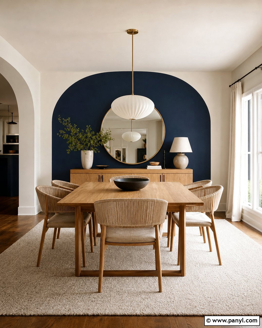 Navy Blue Arched Accent Wall Dining Room - 20 Arched Painted Accent Wall Ideas